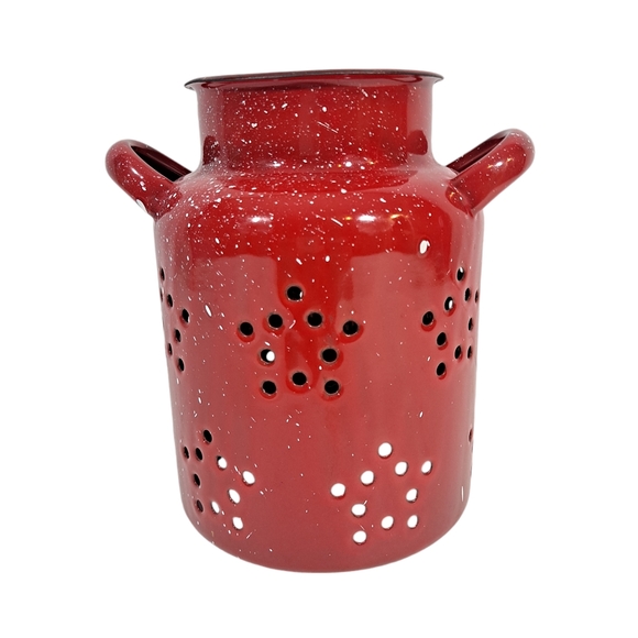 Red Speckled Metal Candle Flame Topper With Handles Camping Outdoor - Picture 12 of 12